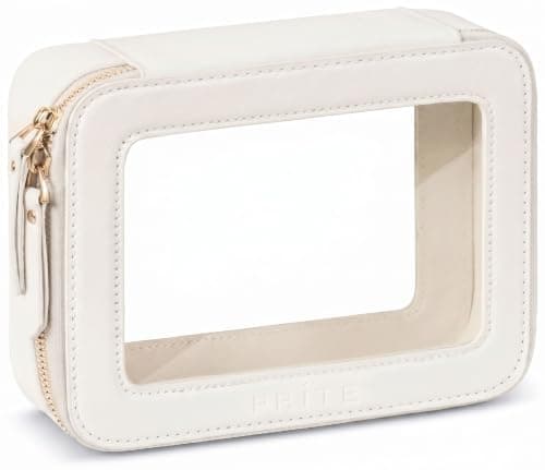 Prite Clear Makeup Bag Cosmetic Case Travel Toiletry Bag, Beige, Standard