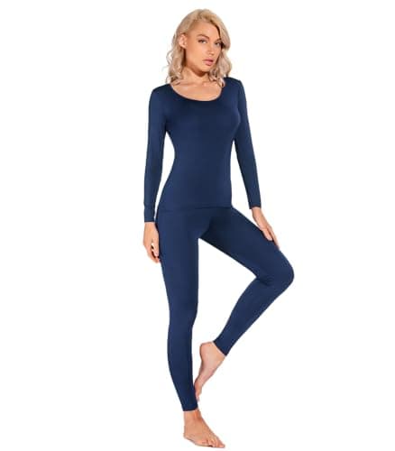 Liang Rou Women's Scoop Neck Top & Bottom Ultra Thin Thermal Underwear Set