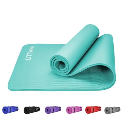 UTTAM Yoga Mat | Multi-Purpose Extra Thick Foam Exercise Mats | Stretching, Resistance Workout & Therapy – Pilates, Home & Gym Equipment Accessory for Men Women with Carry Strap (183 x 60cm) (Teal)