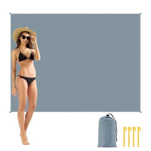 AYBUY Outdoor Travel Blanket, 200 x 140 cm Sandproof Beach Mat, Medium Gray