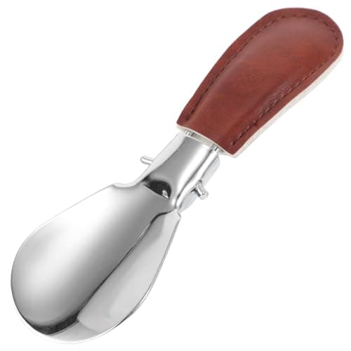 Foldable Stainless Steel Shoe Horn with PU Cover for Adults