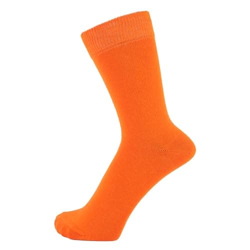ZAKIRA Combed Cotton Dress Socks - Plain Colour Business Crew Socks for Men & Women, Soft Breathable Cotton, 6-10 (UK), Orange