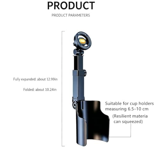 2 in 1 Car Cup Holder Phone Mount, N52 Magnetic & Snap-on Car Cell Phone Holder, 360° Rotation Height Adjustable Base, One Hand Operation Cupholder Mount Compatible with All Smartphones (Clamp) — view 6