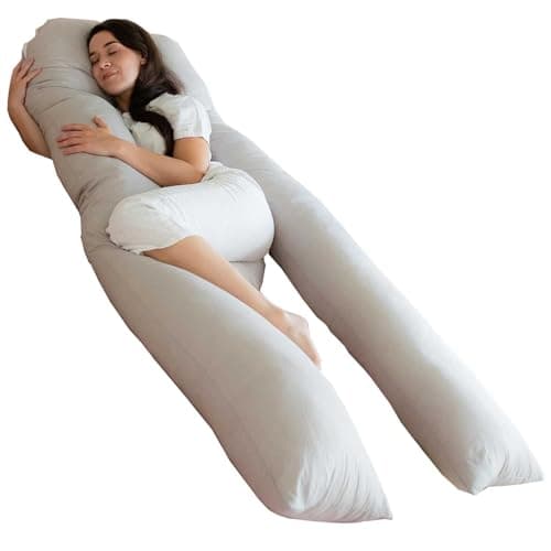 Bedding Home Grey 12ft Pregnancy Pillows For Sleeping | U Shaped Maternity Support Full Body Pillow | Cuddle Cushion Side Sleeper Long Pillow for Pregnant Women (12ft U Pillow, Grey)