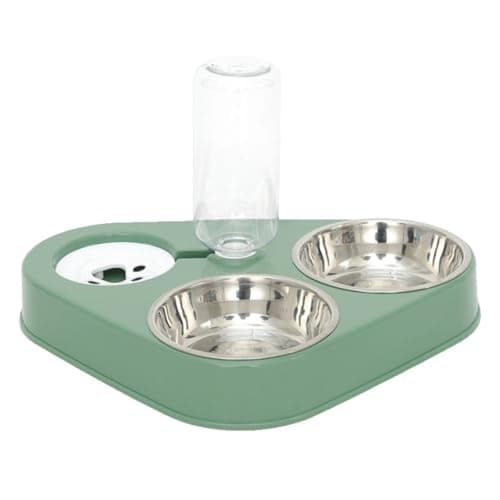 Green Automatic Cat Water Bowl Feeding Set with 500ml Bottle