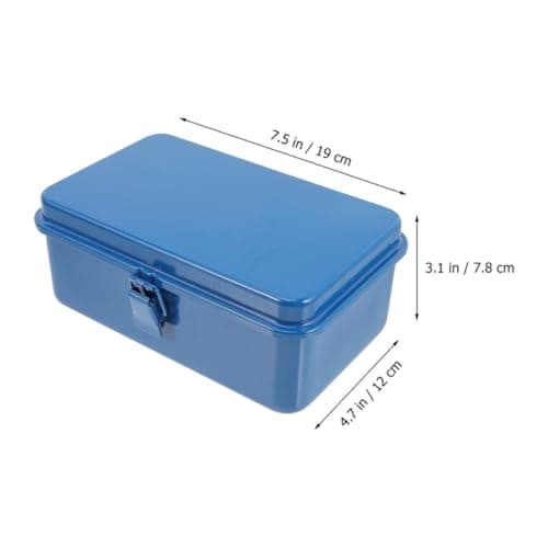 2pcs Portable Iron Tool Box with Latching Handles, Large Capacity Blue — view 2