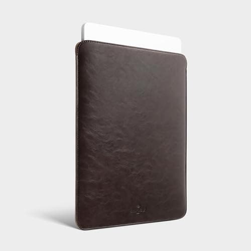 Comfyable Laptop Sleeve 14 Inch Precisely Compatible with MacBook Pro M5 Pro/Max 2026 A3426 A3427 M4 M3 M2 M1, Faux Leather Cover Case 14 in, Dark Brown — view 2