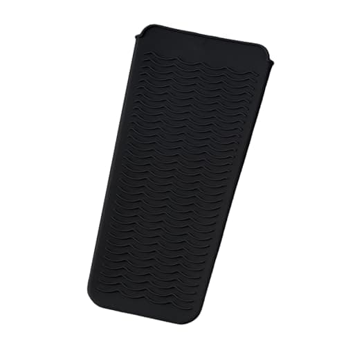 Flintronic Silicone Heat Resistant Mat, Heat Resistant Silicone Mat Pouch for Curling Irons, Heat Proof Protection Mat for Travel Home Salon Flat Iron Hair Styling Tools, Black