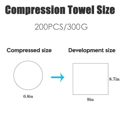 200 Pcs Mini Compressed Disposable Face Towel, Hand Wipe, Camping Towel, Portable Coin Tissue for Travel/Home/Outdoor Activities (8X8.5in) — view 2