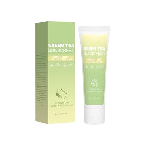 Green Tea Korean Sun Protection for Face, Travel Size Sun Protection SPF 50, Non Greasy & No White Print, Daily Wide Spectrum UV Protection with Niacinamide, Panthenol & Hyaluronic Acid