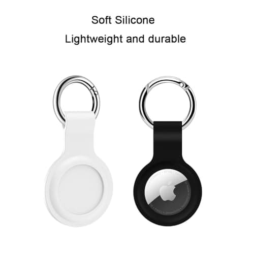Alsukeay 4 Pack Holder Case for AirTag with Keychain Silicone Protective Skin Cover with Loop Key Ring Compatible with AirTag Tracker Wallet Backpacks Luggage Dog Cat Pets (Black/Blue/White/Red) — view 2
