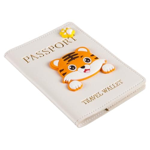 Durlo Cute Tiger Cartoon Passport Cover Document Holder Stylish Practical Polyurethane White Travel Organizer​ — view 2