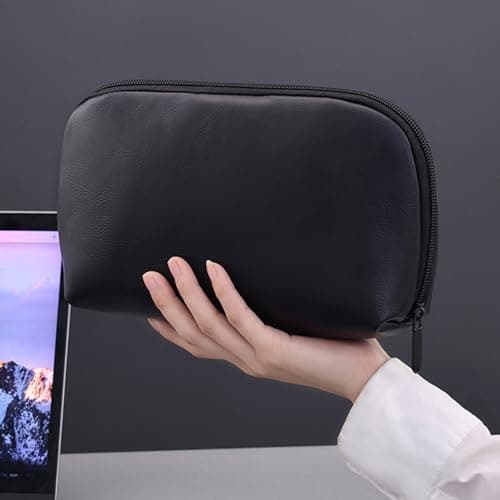 Glifora Electronic Accessories Bag - Multi-Compartment Travel Tech Accessories Pouch, Waterproof Faux Leather Pouch Organiser for Cables, Chargers and Power Banks — view 4