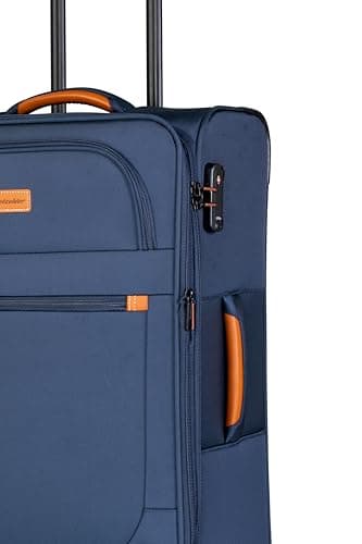 METZELDER Soft Retro Expandable Large Volume TSA Lock Suitcase, Blue (Navy), M - Medium - 79/93 L - 67x42x28 cm - 3,4 kg, Soft canvas cabin suitcase, large size, expandable, 360° multi-directional — view 6