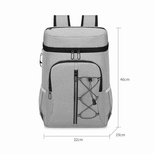 Insulated Cooler Backpack Camping Hiking Road Trip Outdoors 2 Side Mesh Pockets Camping Picnic for Meals, Beverages, Snacks (Light Gray) — view 6
