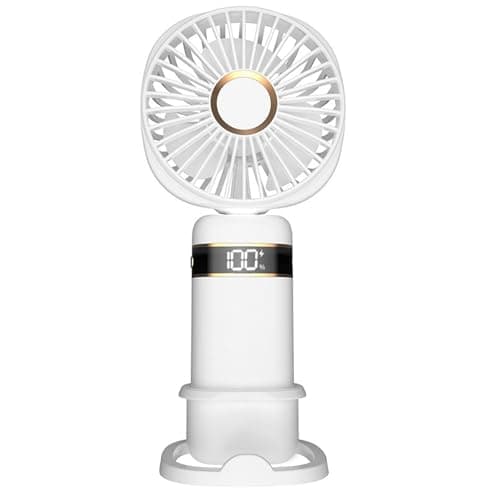 CNMTCCO Handheld Fan Rechargeable, Portable Fan with 5 Speeds 3600mAh, Foldable Desk Fan with LED Display, Personal Hand Held Fans, Powerful Mini Fan for Home Office Outdoor Travel Camping (White)