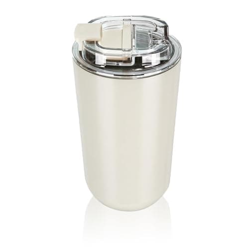 chenqi 380ml Insulated Coffee Cup with Leakproof Lid,Reusable Double Walled Coffee Mug,Stainless Steel Thermal Cup for Hot Cold Drinks (Beige)