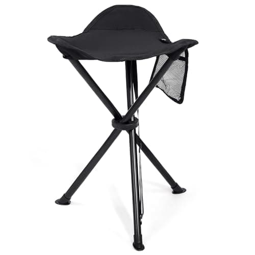 EVER ADVANCED Folding Stool Tripod Tall 53cm Lightweight Up to102 KG Black