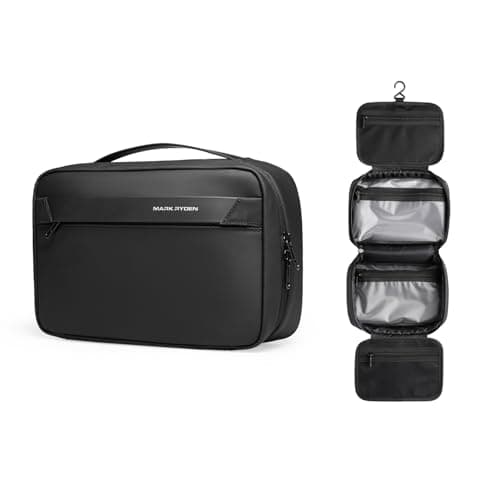 MARK RYDEN Large Water-Resistant Toiletry Bag for Men | Family-Sized Travel Organizer (10.6" L x 6.7" W) | Shaving Kit & Makeup Bag with Waterproof Pockets, Dual Zippers & Anti-Spill Design, Black
