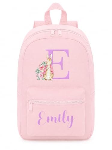 Hoolaroo Personalised Baby & Toddler Floral Pink Bunny Rabbit Rucksack Nursery Backpack Baby Girl Bag Pink