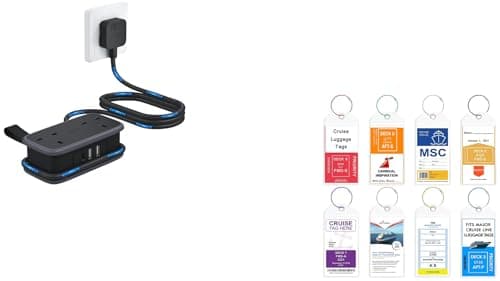 NTONPOWER Travel Extension Lead, Cruise Essentials Extension Lead with USB Slots, 1.2M Extension Cord with 2 Way Outlets 3 USB（1 Type C) for Cruise Travel Essential Hotel Home Office Camping