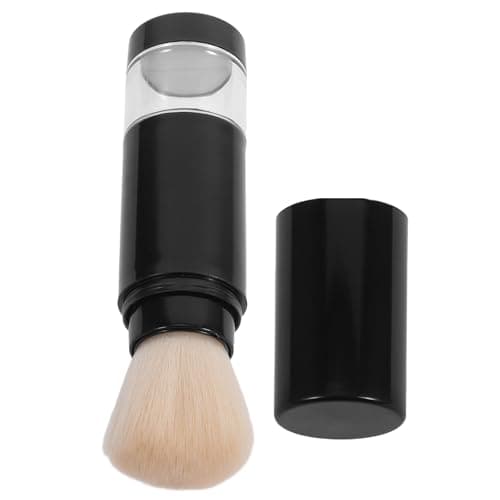 Portable Makeup Brush Refillable Loose Bottle Jar Black Plastic