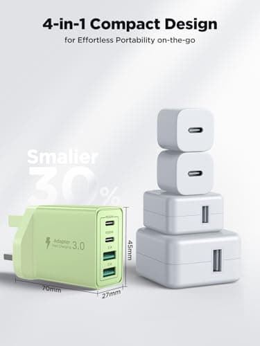 USB C Plug,USB C Charger Plug Dual Port PD Power Adapter + QC Mains Wall Chargers Type C Charger Plug for iPhone 16 15 14 13 12 Pro Max 8 — view 5