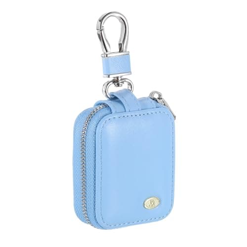 sourcing map Earbuds Cases, Earphone Case Holder, PU Leather Ear Buds Case Zipper Organizer Small with Mesh Pocket for USB Cable, Wireless Wired Earphones, Blue