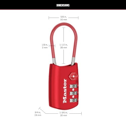 Master Lock 4688DRED TSA Accepted Cable Luggage Lock, Red by Master Lock — view 2