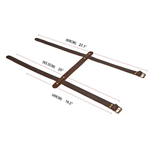 TOURBON 2pcs Leather Picnic Blanket Carry Strap for Camping Festivals Motorcycle Bedroll Straps Brown — view 4
