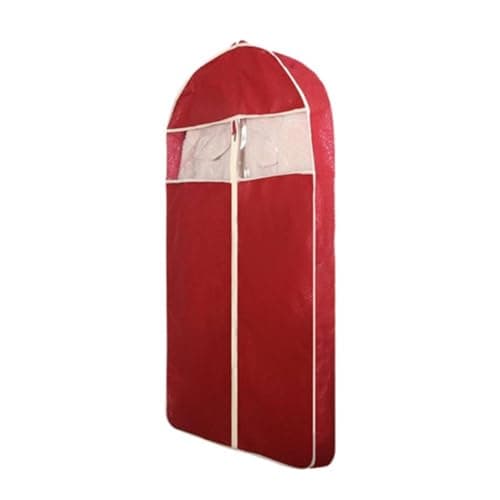 Garment Bag for Hanging Clothes, 2025 New Breathable New Three-Dimensional Coat Fur Clothing Dust Cover Extended Down Jacket Mink dust Bag Coat Cover Hanging Type ﻿ (Red 88 * 60 * 10CM)