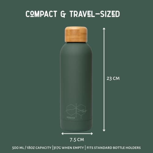 Perevor Forest Green Water Bottle 500ml - Insulated Stainless Steel — view 6