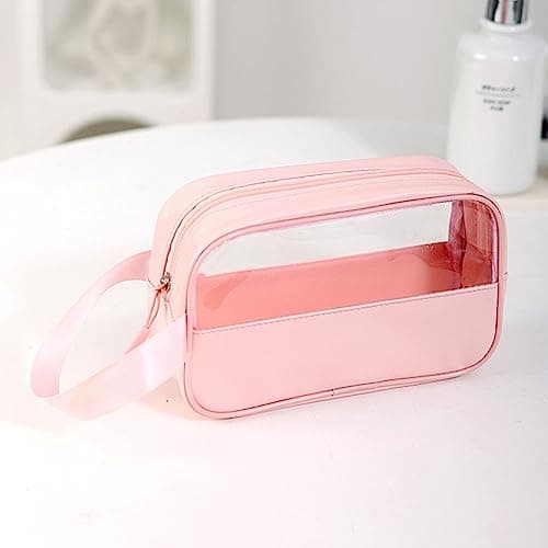 FIYUK Clear Toiletry Bag Waterproof Travel Wash Makeup Bag Business Vacation Bathroom, Pink — view 6