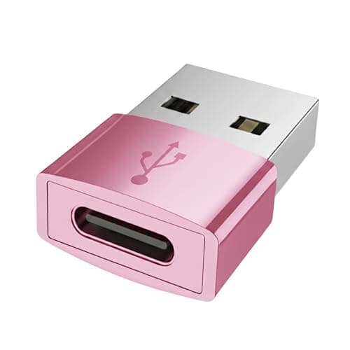 USB to USB-C Fast Charger Adapter For i-Phone, 20W PD Type-C Fast Car Charger Plug Adapter Compatible with i-Phone 16/15/14/13/12/11 and Samsung S24/S23/S22/S21/S20 and More (Rose Gold)