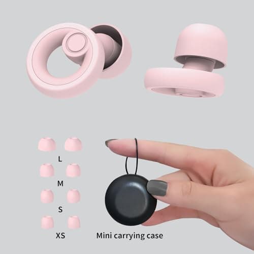 JAYINE Ear Plugs for Sleep, Reusable Soft Silicone Earplugs Hearing Protection, 30dB Noise Cancelling Ear Plugs for Sleeping, Work, Study or Travel - Ear Tips in XS/S/M/L - Pink — view 5