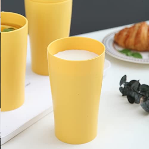 Kyraton Plastic Cups Reusable 8 Pieces, Unbreakable Water Drinking Cup, Tumblers for Indoor Outdoor Travel Poolside Bathroom Adult Light Weight Easy to Carry BPA Free (Gold Yellow) — view 5