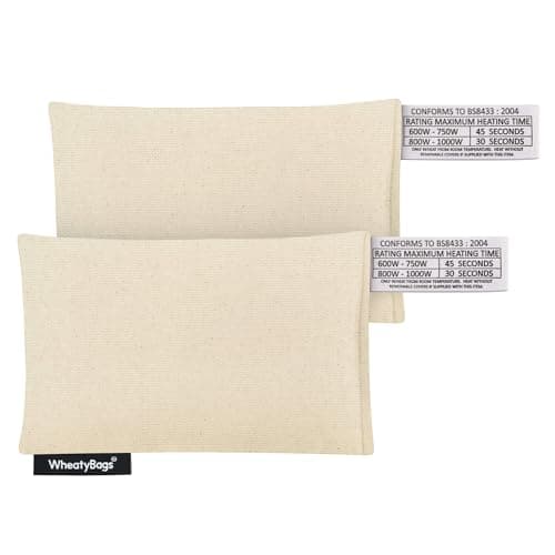 Wheat Bag Microwave Small Rectangle (15cm) Heat Pack - Pack of 2 (Organic Cotton Fabric - Natural)