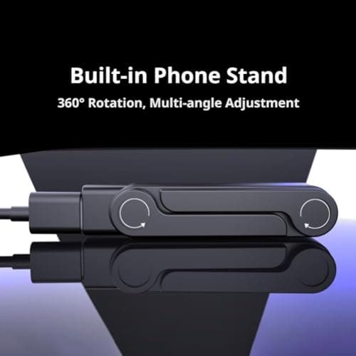 Usb C Phone Charging Cable Adapter, 2-in-1 Invisible Foldable Stand Charger Adapter,Usb-c To Type-c 240w Fast Charging Data Cable Adapters Built-in Phone Holder, Fit Most Android &IOS Phpnes (Orange) — view 3