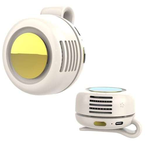 Wlztea Portable Clip-On Bladeless Fan - Rechargeable Hands-Free Cooling for Neck, Waist & Bags, 3 Speeds, 6H Runtime, USB-C Fast Charge (White)