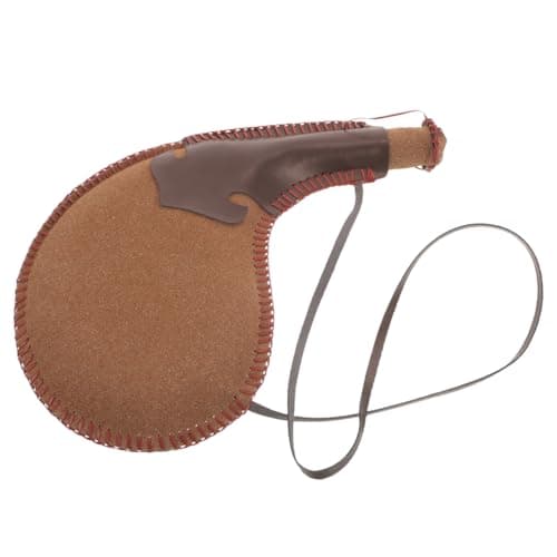 Cabilock Leather Water Canteen, Traditional Ancient Design Portable Water Carrier, Eco-Friendly Sealing Drinks Storage Bladder Bag for Outdoor Activities, Coffee Color