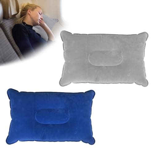 RRICHH 2Pcs Inflatable Pillow Blow up 34 * 22cm Christmas Soft Water Resistant Portable Beach Sunbed Pillows Xmas Gifts Air Inflatable Neck Pillow for Camping Traveling Fishing Airplane Car Office