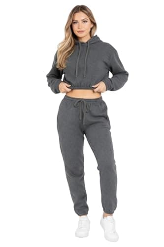 Bahob® Women’s Sportswear Set, 2 Pcs Women Tracksuit Hoodie Crop Top and Joggings Pants Leggings Yoga Gym Wear Tracksuits Activewear Set XS to XL (Large, WCTS-103-E) — view 2
