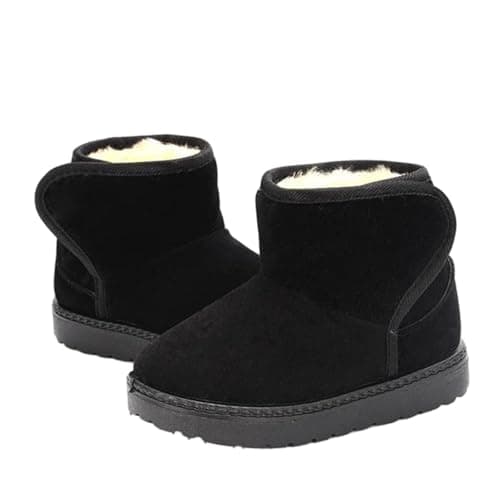 AMhomely Fleece Lined Kids Snow Boots-Boys Girls Winter Suede Boots,Anti-Slip,Adhesive Buckle,Thicken Warm Walking Shoes for Outdoor Hikling Camping Travel A Black 9