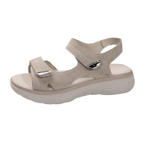 Orthopedic Sandals for Women UK Sport Sandals With Arch Support Low Wedge Hypersoft Memory Foam Lightweight Walking Hook Loop Adjustable Strap Summer Outdoor Hiking Lightweight Beach Washable Shoes — view 4