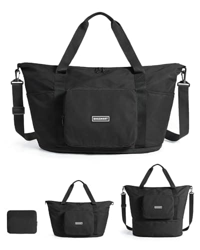 BAGSMART Foldable Travel Duffle Bag, 24L-37L Holdall for Weekend Overnight