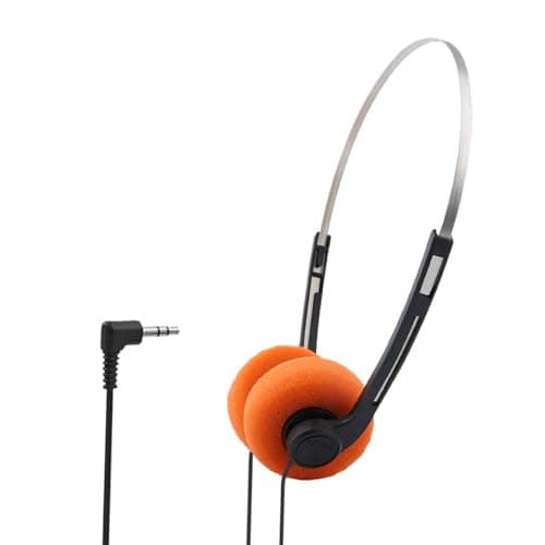 AsrMyjcx Retro Style Headphone Photo Props Lightweight Headband Earphone for Fitness Travel Take A Plane Adults, Orange