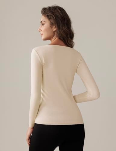 Harlamvar Plus Size Womens Fleece Lined Base Layer Winter Underwear Shirt — view 3