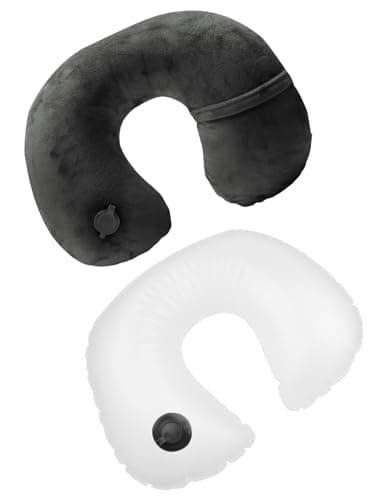 Houdian Inflatable Airplane Pillow, Neck Travel Pillows - Compact Portable Head and Neck Support Pillows in Flight, Small U Shape Headrest Cushion - Updated Valve System (black) — view 5