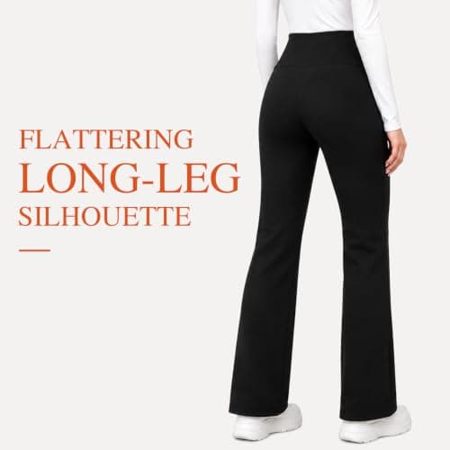 Fleece Lined Flared Leggings Women High Waisted Black Flared Trousers Women — view 5