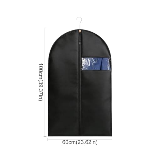 Suit Bags,Foldable Dress Bag,Garment Bags with Clear Window Black Zipper, Dust-Proof Clothes Covers for Home Storage for Coat, Jacket, Clothes F6-YFFCD (Black-1pc) — view 2